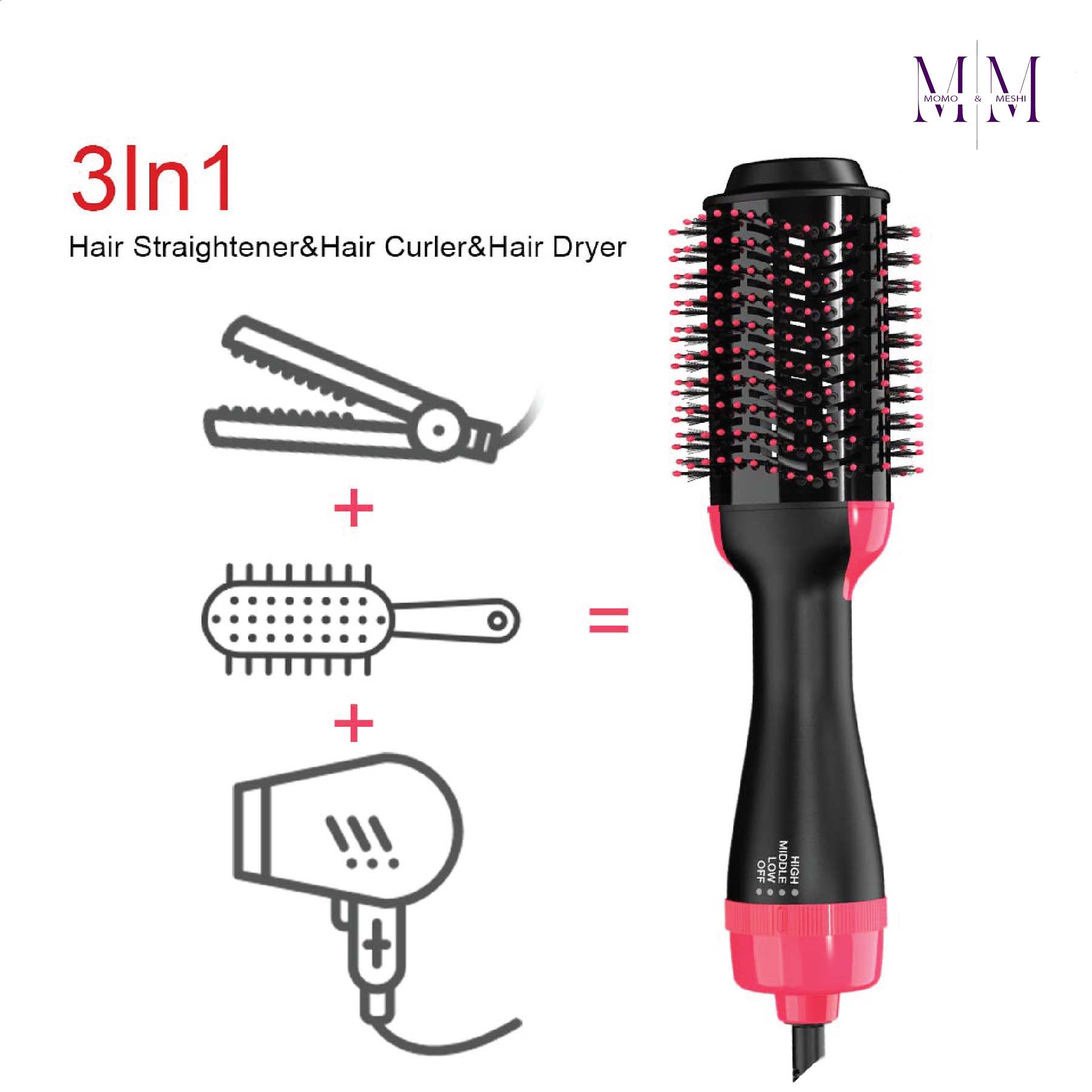 3-in-1 Hair Dryer Brush - One Step Hot Air Brush for Women - Hair Straightener, Curler & Volumizer - Ionic Blow Dryer & Hot Air Brush for Women | Best Hair Styling Tool in Pakistan